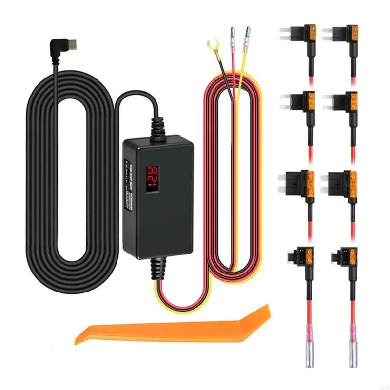 Kit Hardwire Per Dashcam Con Connettore MINI USB – Da 12V-30V A 5V, Sorveglianza 24h, Protezione Da Bassa Tensione, Cavo 3,2m, Per Navi GPS E Rilevatori