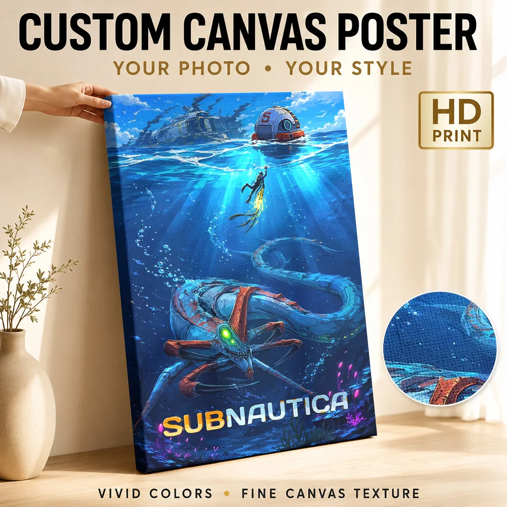 Subnautica Game Art Canvas Painting Poster Customized Photo Gaming Anime Canvas Wall Art for Bedroom Decor Gift for Collectors