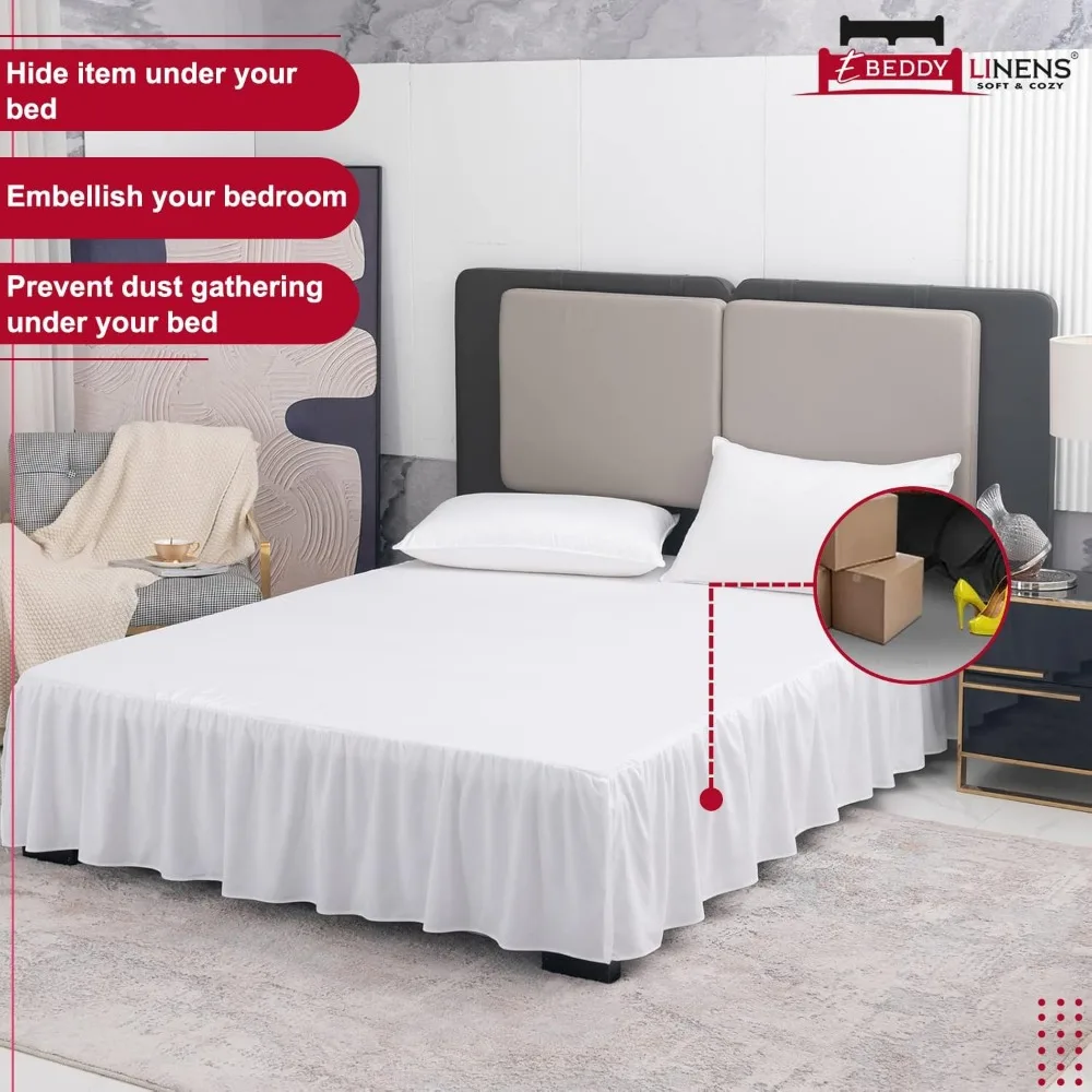 تنورة سرير Twin XL مقاس 39 × 80 مع قطرة 42 بوصة، مرنة قابلة للتعديل، تصميم مكشكش، غرفة جامعية ملفوفة حول الفراش #6