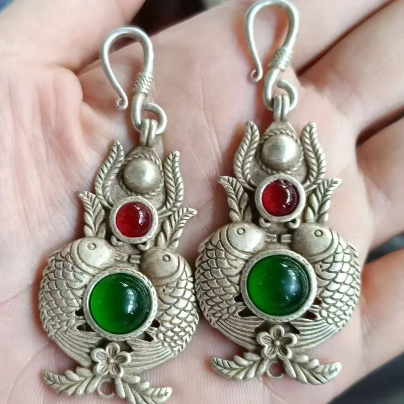 

Винтажные классические тибетские серебряные серьги, изысканные праздничные подарки для семьи и друзей