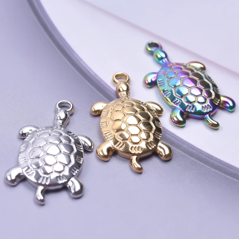 5pcs Charms Tortoise Sea Turtle Pendant For Jewelry Making Supplies Stainless Steel Marine Animals Charms DIY Accessories Bulk