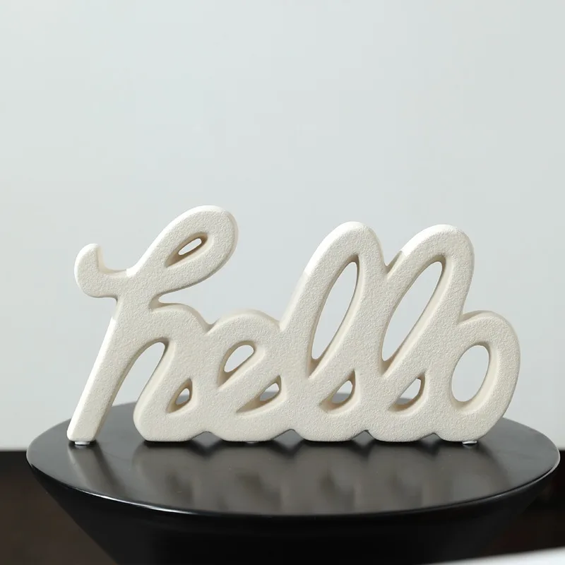 Modern Minimalist HOME Letter Ceramic Decor White Glossy Alphabet Sculpture for Room TV Cabinet Entryway Bookshelf Display