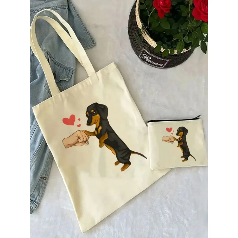 

1-2 шт., милая такса, женская сумка, косметический органайзер, я делаю, что я хочу, сумка на плечо, эко-сумка для покупок большой вместимости, кошелек