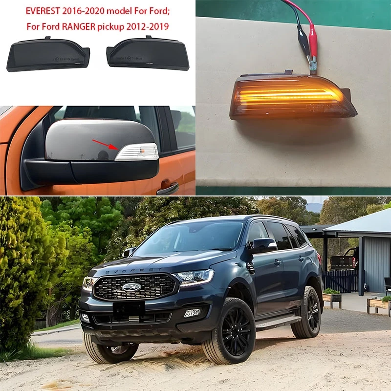 

For Ford Ranger T6 Raptor Wildtrak 12-19 Everest 15-19 LED Rearview mirror flow indicator