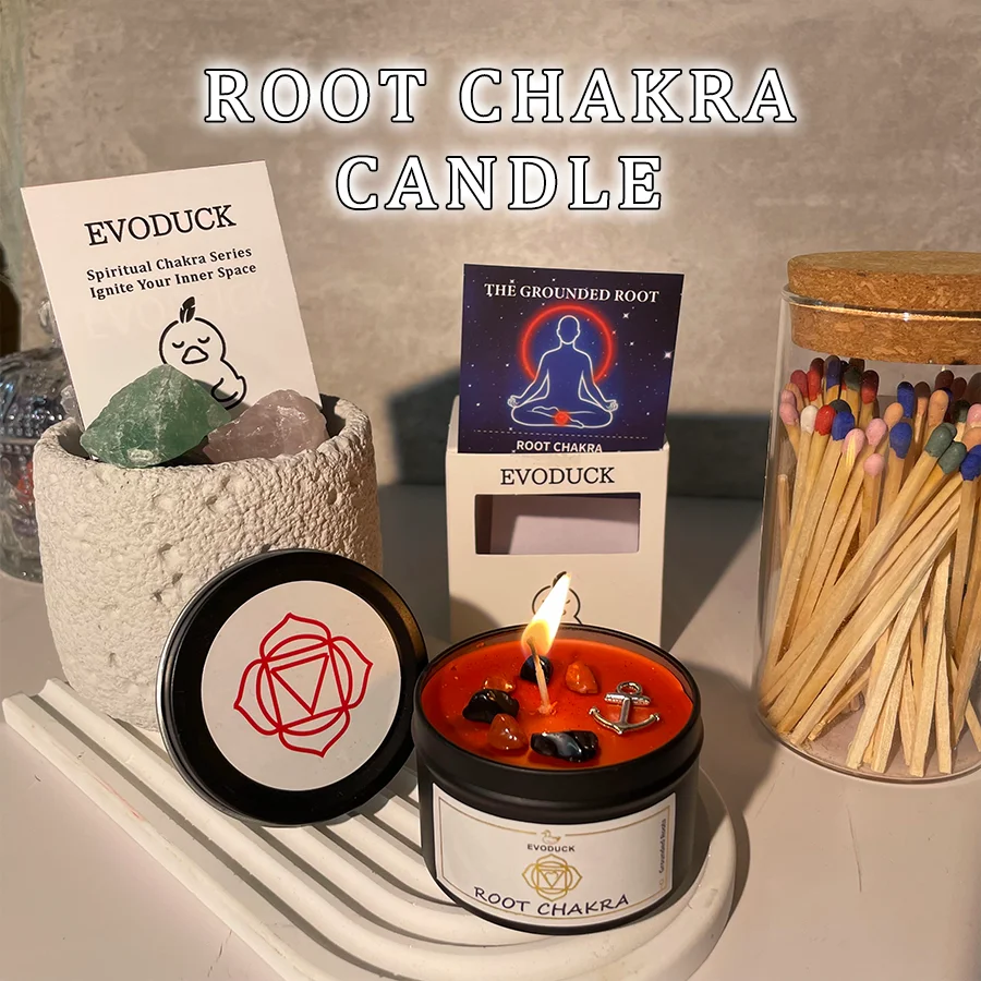 EVODUCK Scented Candles Patchouli 3oz Soy Wax Scented Candle Black Tin with Black Crystal Chips christmas gift gift for woman