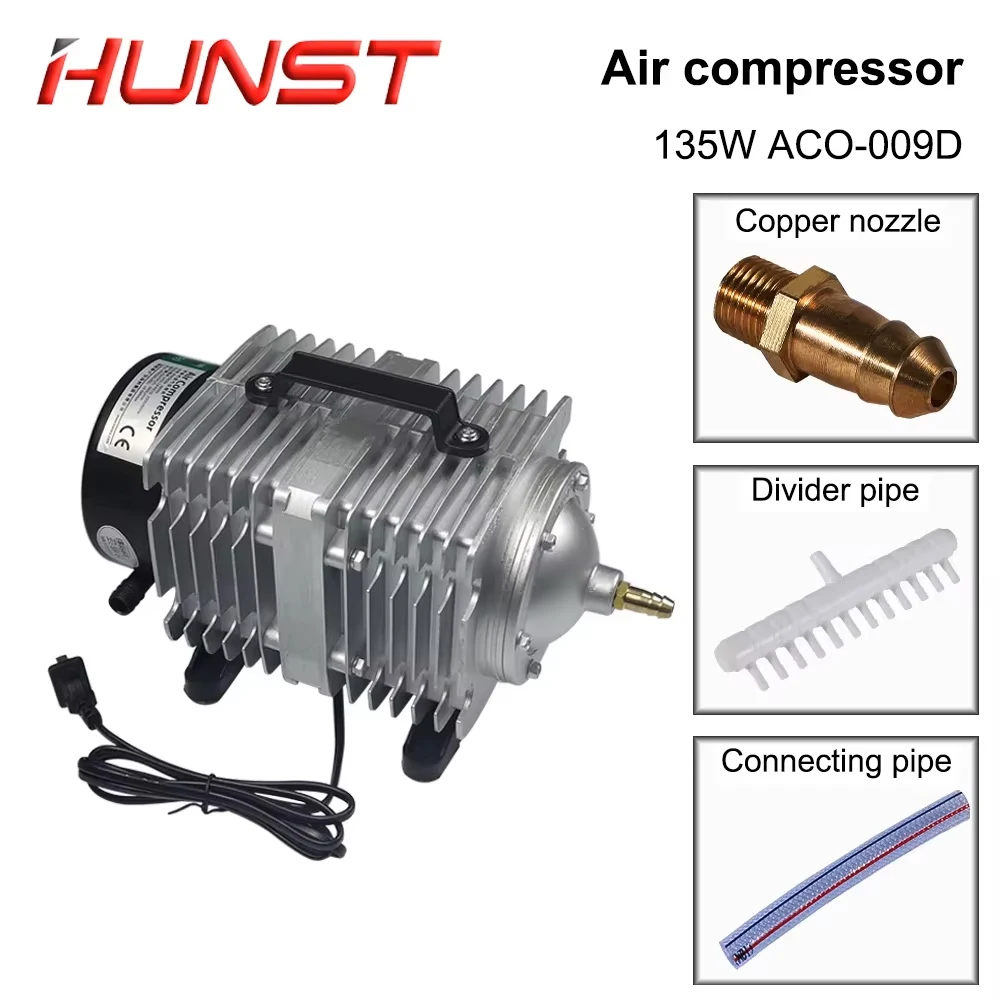 

Воздушный компрессор Hunst 135 Вт, электрический магнитный воздушный насос 110 В/220 В ACO-009D, для станка для лазерной гравировки и резки CO2