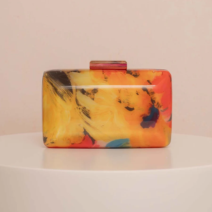 

Акриловая свадебная сумочка-клатч, женская вечерняя сумка с принтом, сумки на плечо с цепочкой, элегантная форма коробки, банкетный кошелек Bolsas