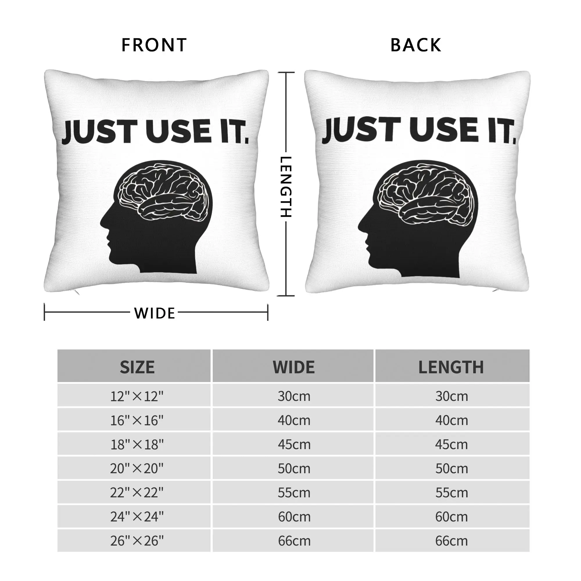 Turn on the brain Just Use It Pillowcase Polyester Cushion Cover Decor  Throw Pillow Case Cover Bed Square 40*40cm