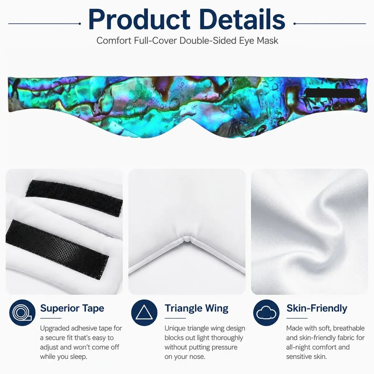 Abalone Shell Pattern Up Close sleep eye mask Light Blocking Portable Eye Cover for Girls Boys Office Nap Eyeshade eyepatch - view 4