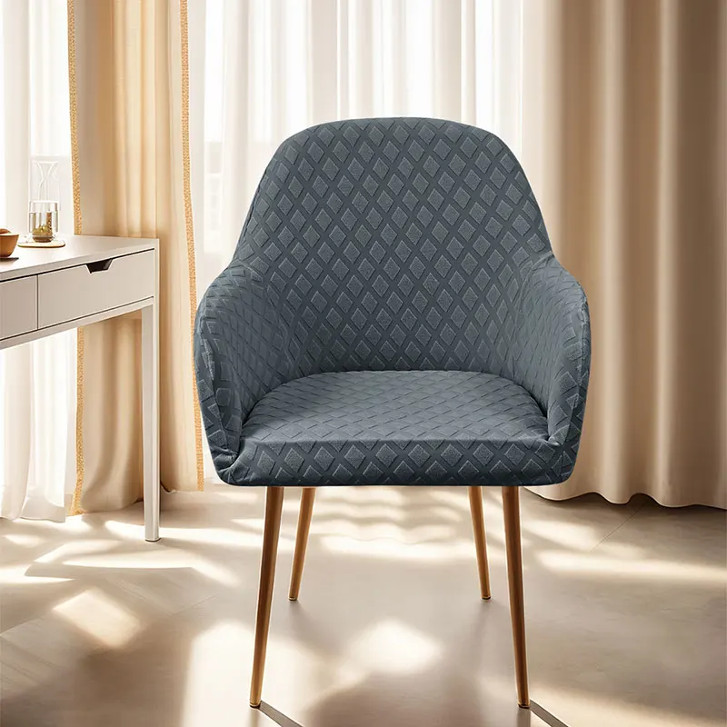

Elastic Jacquard Armchair Cover High-Back Curved Hotel Dining Chair Cover High Armrest Slipcover Furniture Protector