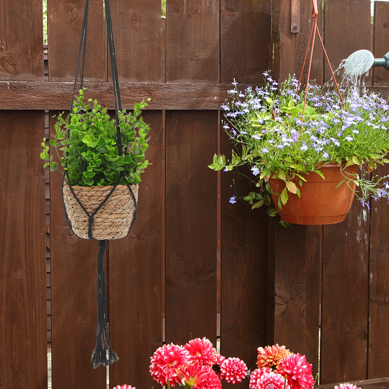 

6Pcs Macrame Wall Hanging Planter Basket Easy Suspend No Space Take Up Extra Light Near Windows Macrame Plant Hanger