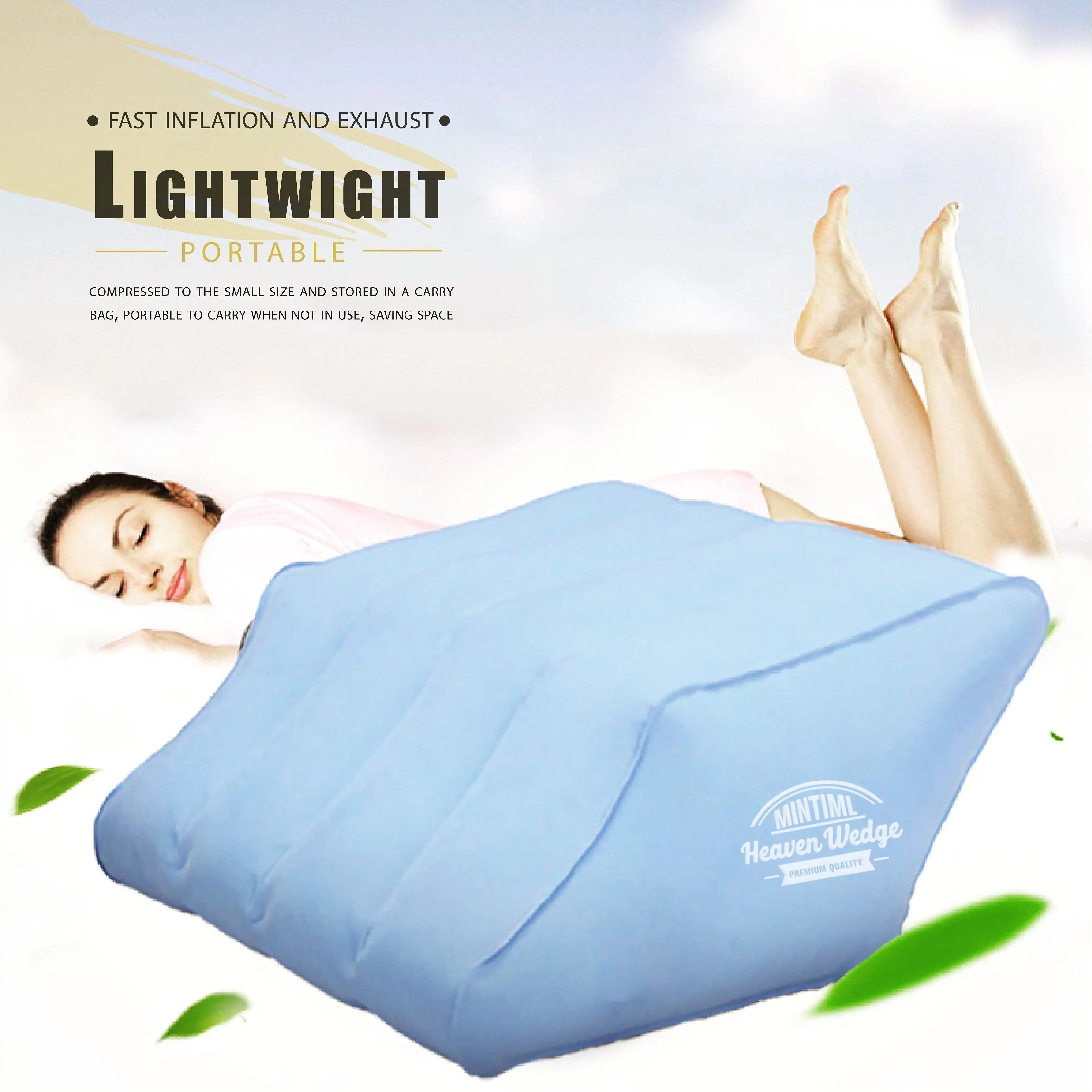 1pcs Portable Inflatable Elevation Wedge Leg Foot Pillow For Sleeping Knee Support Cushion Between The Legs With Inflator Pump