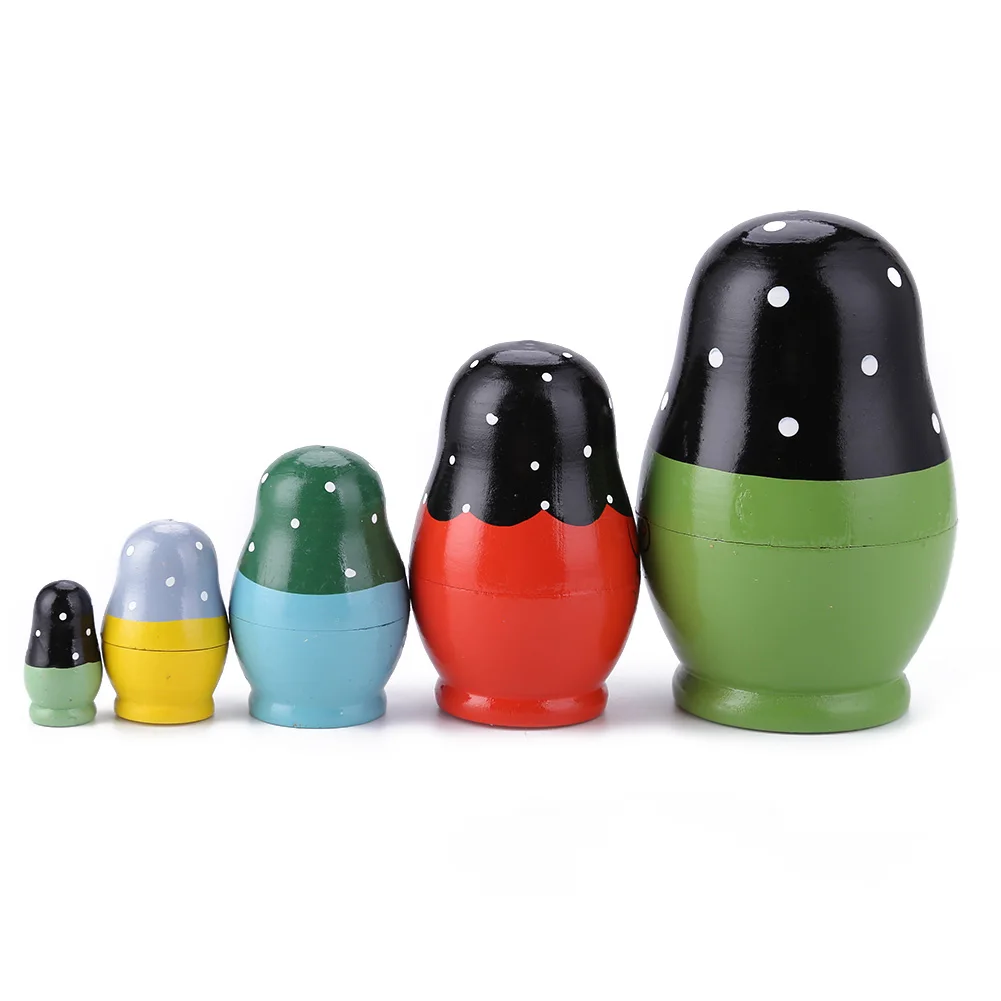 

Portable 1 Set Nesting Dolls Wooden Colorful Painting Cartoon Girls Russian Matryoshka Doll Ornament Gifts Baby Toy