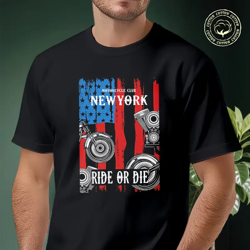 

Motorcycle Club New York Men's Moto T Shirt Casual Dress High Quality Mens Cotton Round Neck Short Sleeved T-shirt