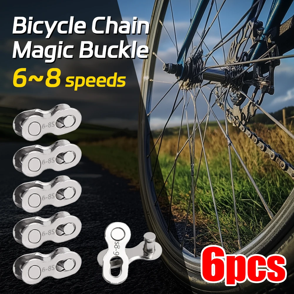 6pcs Bicycle Chain Connector Quick Release Link  High Carbon Steel Anti-Rust Electroplating for 6/7/8S Bike Easy Install Durable