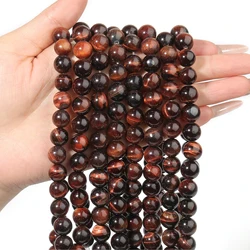 Natural Red Tiger Eye Stone Beads Round Loose Spacer Beads For Jewelry Making DIY Bracelet Necklace 15''Pick Size 4/6/8/10/12mm