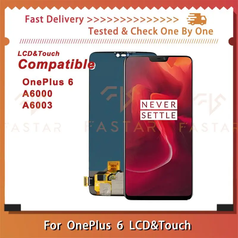 

6.28" OLED For OnePlus 6 lcd A6000 A6003 LCD Display Touch Digitizer Assembly replacement phone Screen 1+6 lcd OnePlus6 lcd