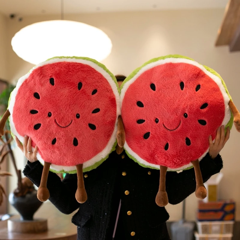 45 سنتيمتر Kawaii الصيف سيقان طويلة البطيخ أفخم دمية وسادة الأحمر الجولة البطيخ الفاكهة ألعاب من نسيج مخملي هدية تزيين المنزل للأطفال