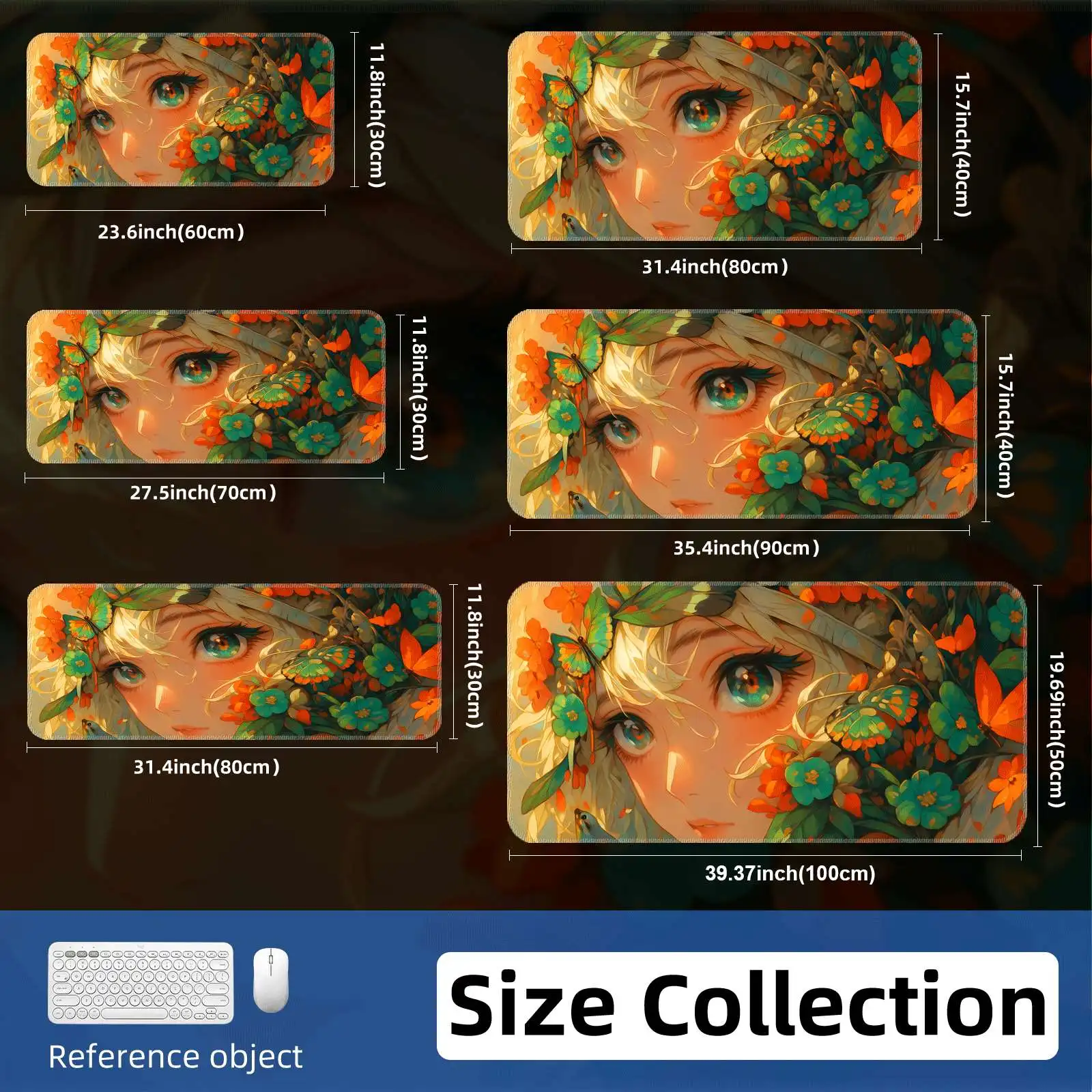 Floral Maiden Anime Extended Gaming Mouse Pad Desk Mat Non-Slip Rubber Surface for PC Gamer