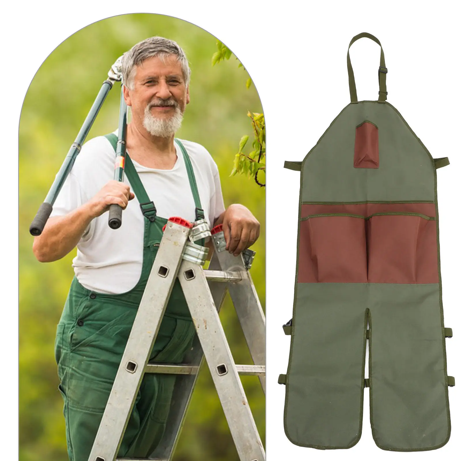 Garden Apron Flower Leg Protection Oxford Cloth Adjustable Buckle Multiple Pockets Outdoor Gardening Pruning Harvest Vegetable
