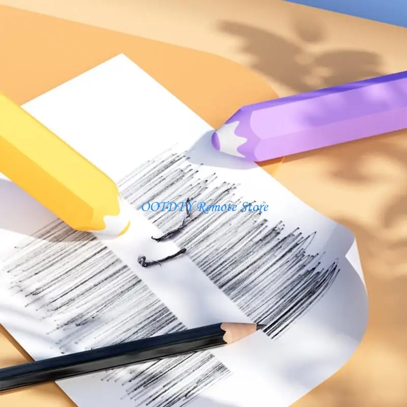 

5Pieces Novelty Pencil Eraser Colorful PVC Erasers Easy Erasing Hexagonal Grip Erasers for Kids Student Classroom