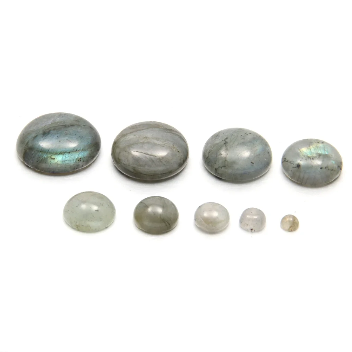 100pcs/pack Ring Surface Natural Stone Round Flash Labradorite Cabochons DIY Making Rings Necklace Bracelet Accessory Gift