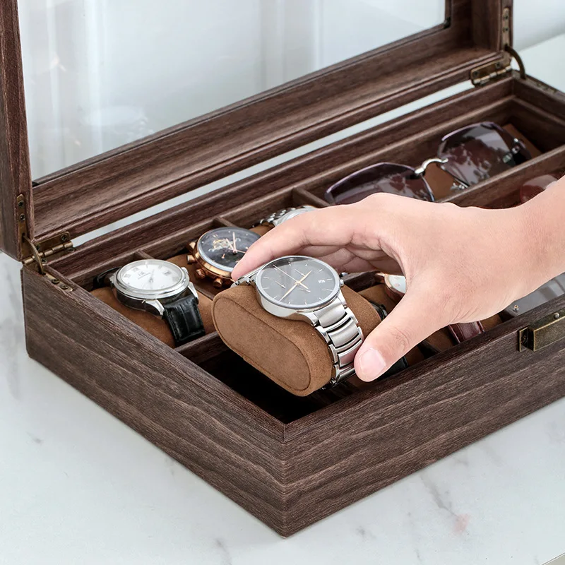 Luxury 6+3 Slots  Handmade Watch Sunglass Organizer Time Box for Watch Holding Multifunctional and Effective Storage