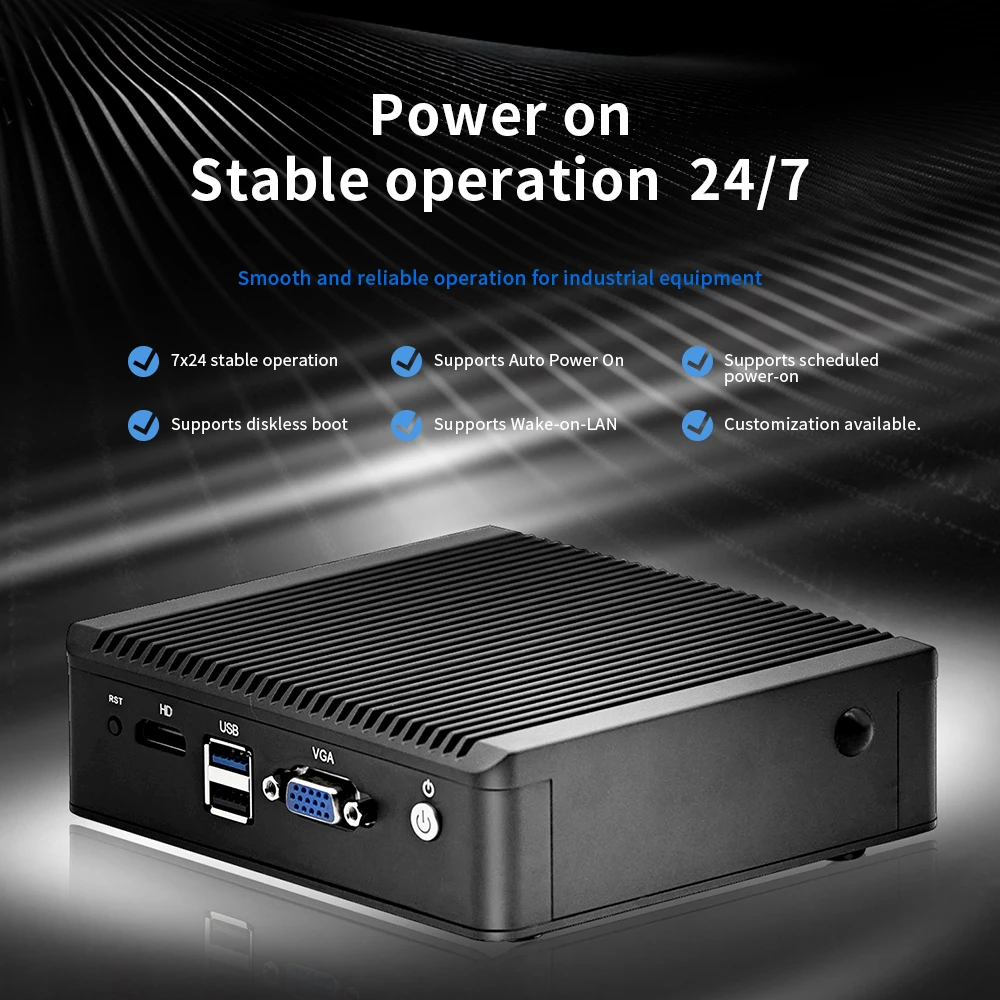 Mini PC industriale senza ventola Chatreey Intel N2840 MR03 Computer desktop Win 10 Pro con 4 * Intel LAN i225, 1 COM, 2 USB per Linux