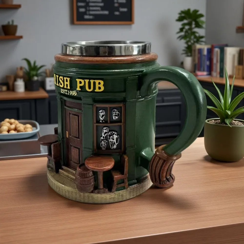 

Irish Bar 3D Resin Mug with Handle Book Lovers Coffee Mug Lovers Black Mugs Perfect for Home Office or Caf É Decoration