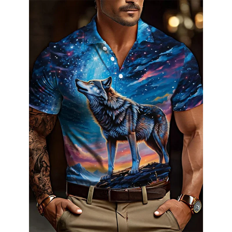 

3D Printed Bees Wolves Eagle Polo Shirt For Men Animal Graphic Tees Summer Casual Oversized Lapel Tops Short Sleeves Streetwear