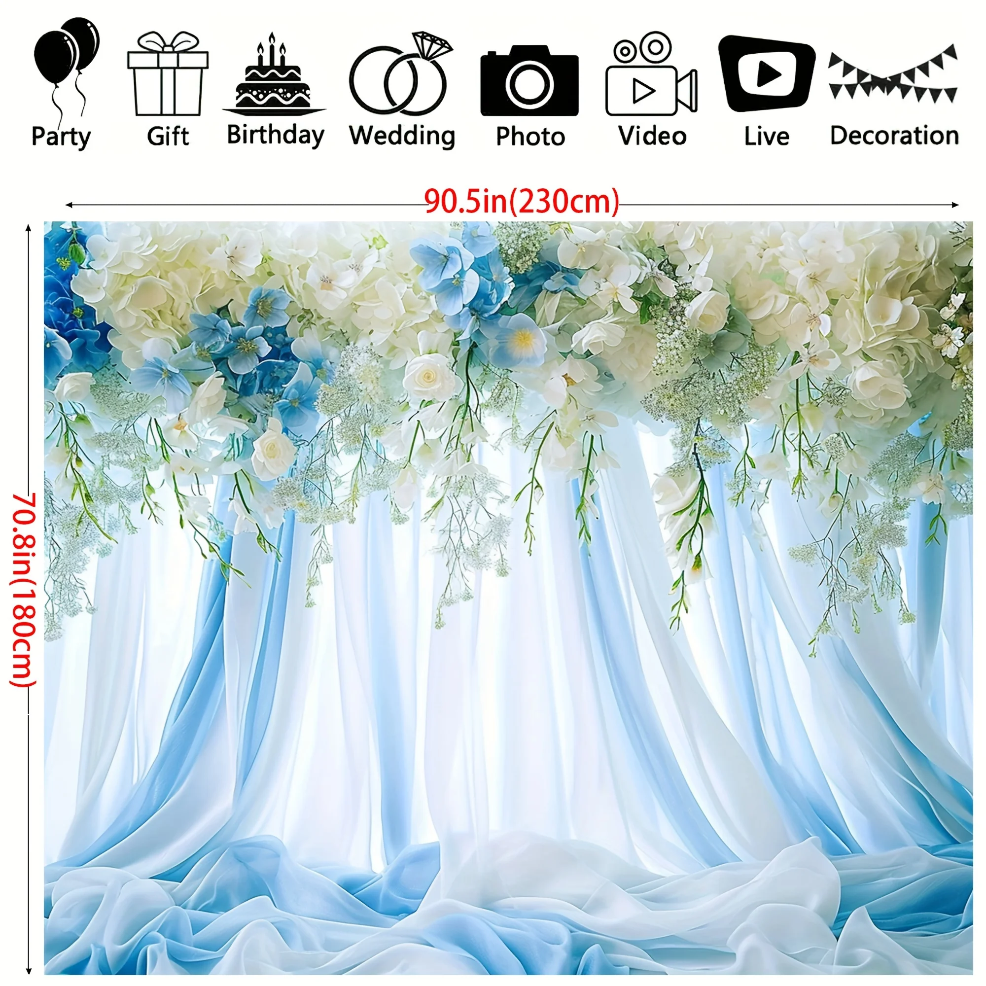 A bouquet of white and blue flowers on a spectacular background style sky blue background suitable for outdoor and home decor