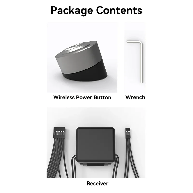 

B37B-Durable Wireless Power Button For PC, Stainless Steel Desktop Switch For Gamers And Office Environments