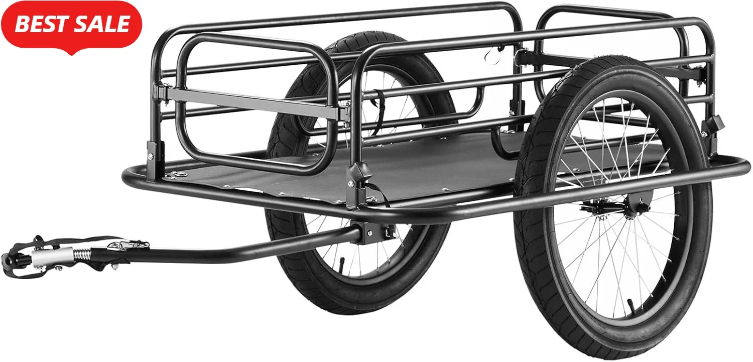 

Bike Cargo Trailer, 70/275 lbs Load Capacity, Foldable Compact Storage & Quick Release with Universal Hitch, 20" Wheels, Fits