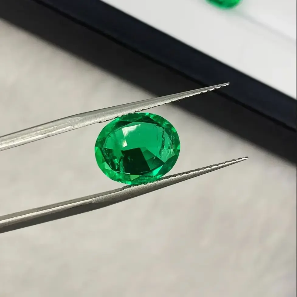 Colombian Emerald Oval Cut Lab Grown gemstone For Jewelry Diy Making Available Hydrothermal Hand-cutting