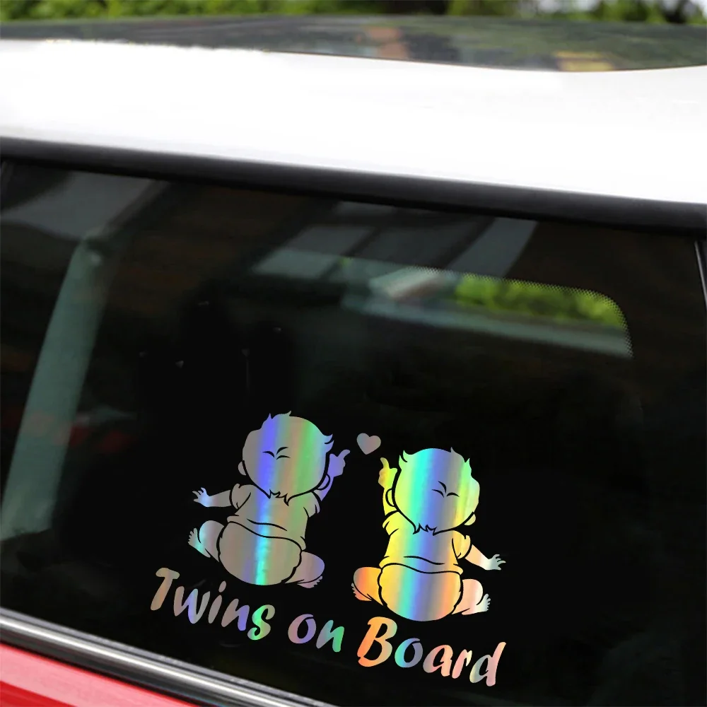 18CMX12CM Twins On Board Super Lovable Waterproofing Vinyl Sticker Window Decal Car Sticker for Auto Products