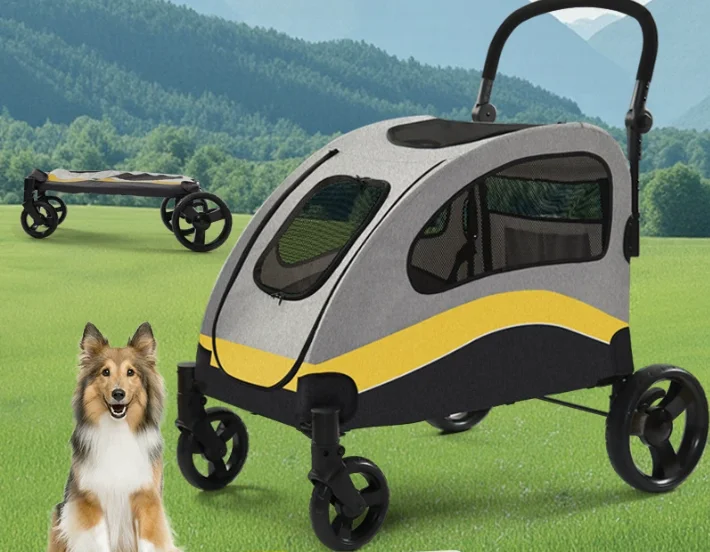 Large Storage 4-Wheel Pet Stroller Waterproof Breathable Jogger Cart for Large Dogs Folding Feature-Pet Carriers Travel Product