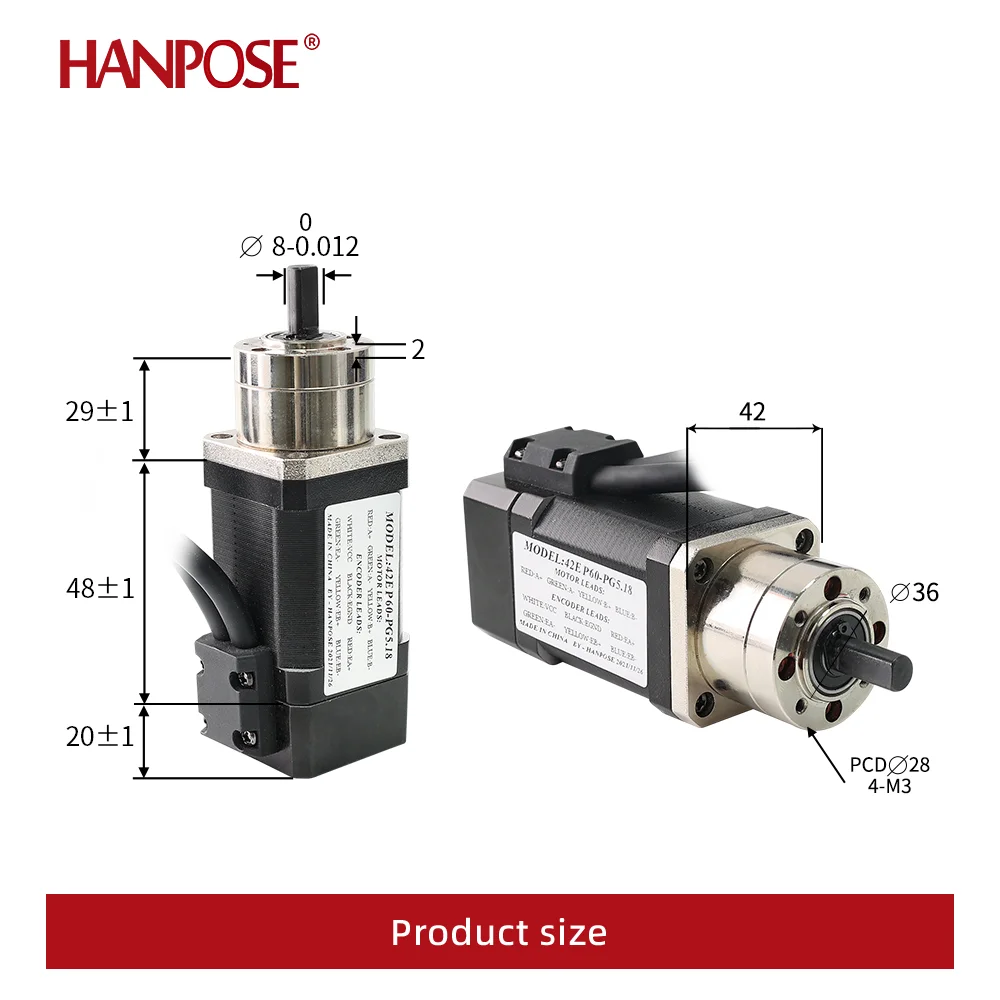 42EP60-PG Closed-Loop Motor Body 28-60MM 1.7A 70N.CM Planetary Transmission Ratio 51-1 71-1 Encoder Deceleration Closed-Loop