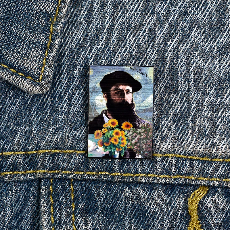 Claude Monet Mashed Printed Pin Custom Brooches Shirt Lapel teacher tote Bag backpacks Badge gift brooches pins for women