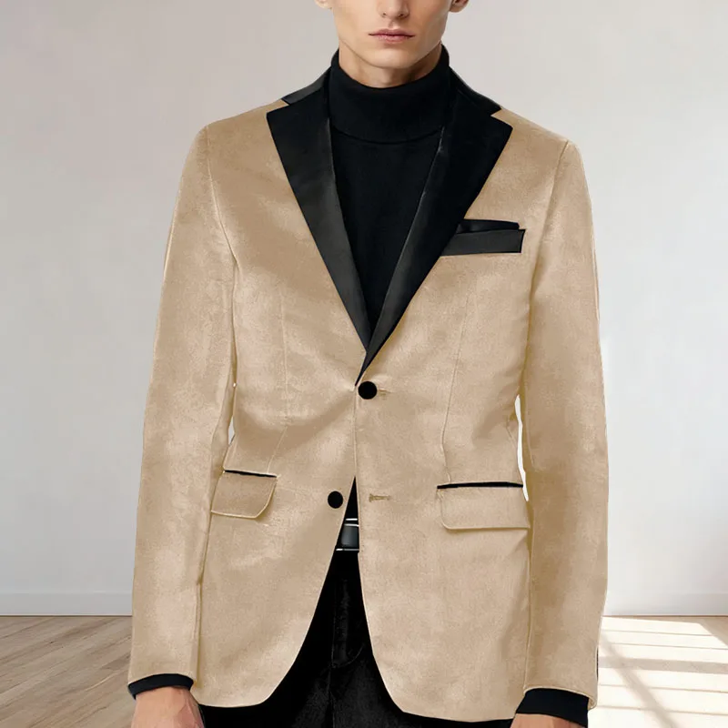 

Man Brief velvet Peak Lapel Blazers Slim Fit Business Casual Solid Suit Jacket Wedding Party Tuxedo Coat