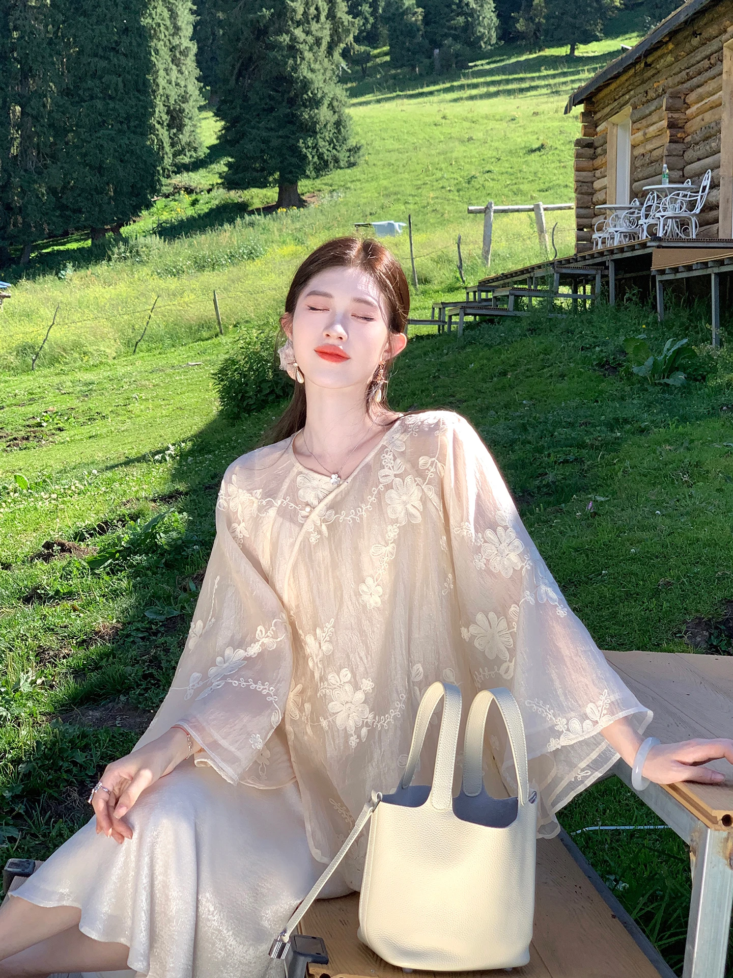 

Длинный шифоновый открытый кардиган и комплект Fi Tail Dr для женщин, китайский плиссированный осенне-зимний комплект Faion