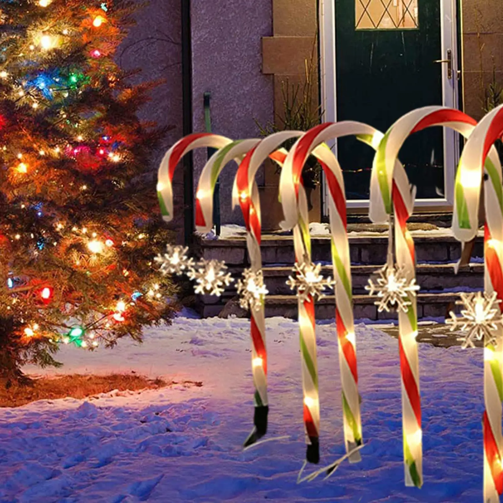 Christmas Solar Candy Cane Lights Stake Lights Fairy Lights for Hedge Fence