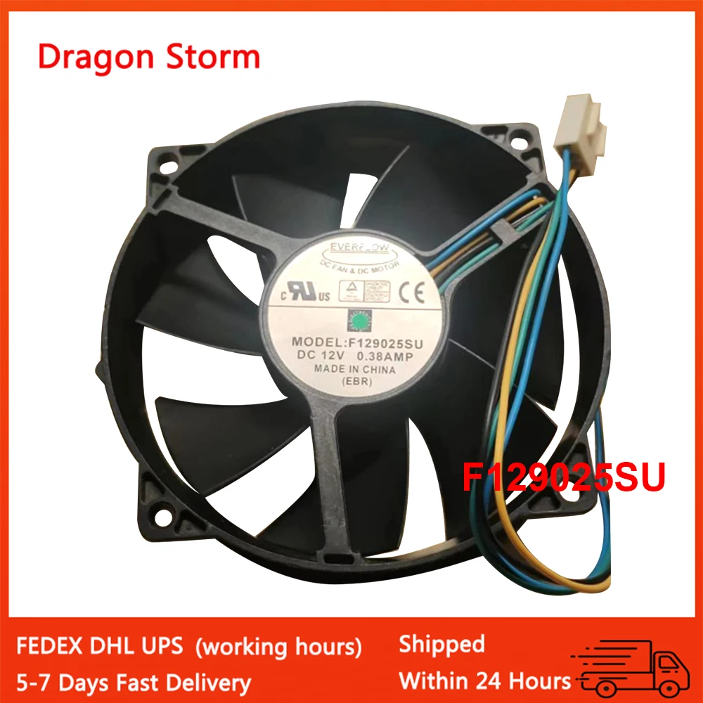 

New For EVERFLOW F129025SU PWM 9025 90*90*25MM DC12V 0.38A 4Pin CPU Round Cooling Fan