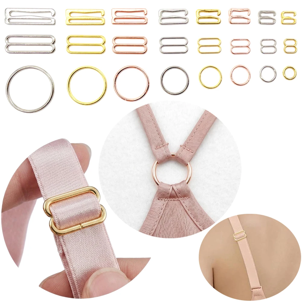 300 unidades/lote de anillos y deslizadores metálicos para sujetadores, ajustadores de correa, hebillas, clips para ajuste de lencería