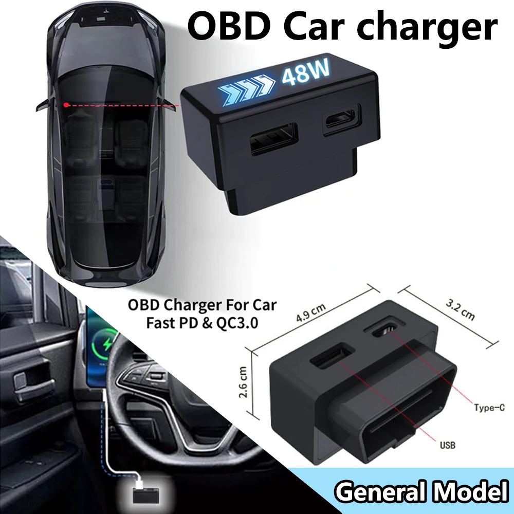 Car Obd Fast Charger for Tesla Model 3 Y X S Mobile Phone Charging Obd2 Splitter Charger Adapters Accessories Universal Model