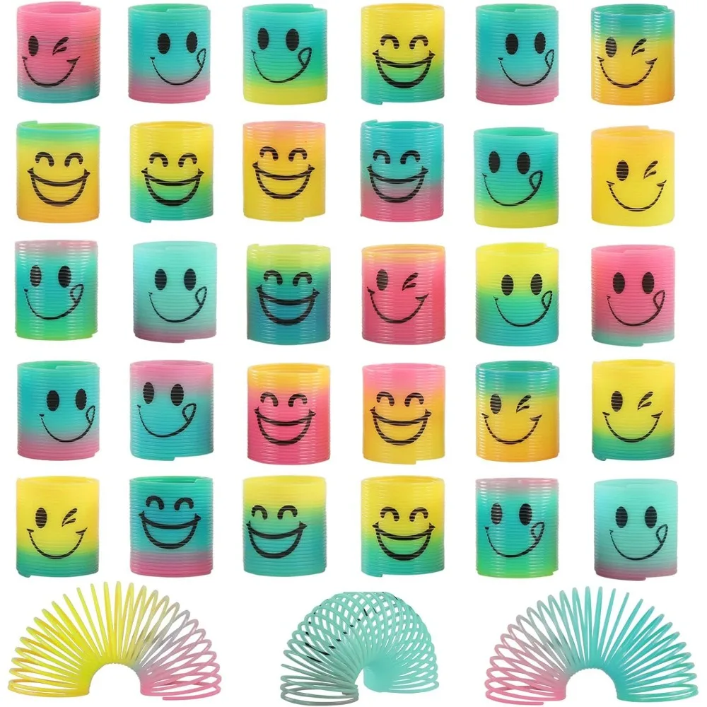 

30 Pack Spring Rainbow Magic Fidget Stress Coil Mini Springs Bulk Toys for Party Favor Carnival Prize Birthday Goodie Bag Stuffe