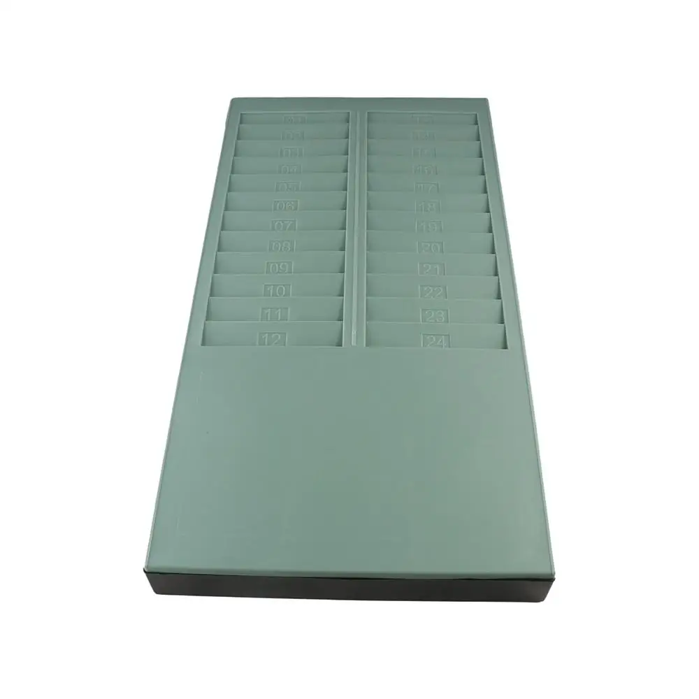 24 Slots Time Card Rack Wall Mounted Plastic Time Card Organizer Holder Hanging Hole Double Row Time Payroll Recorder Office