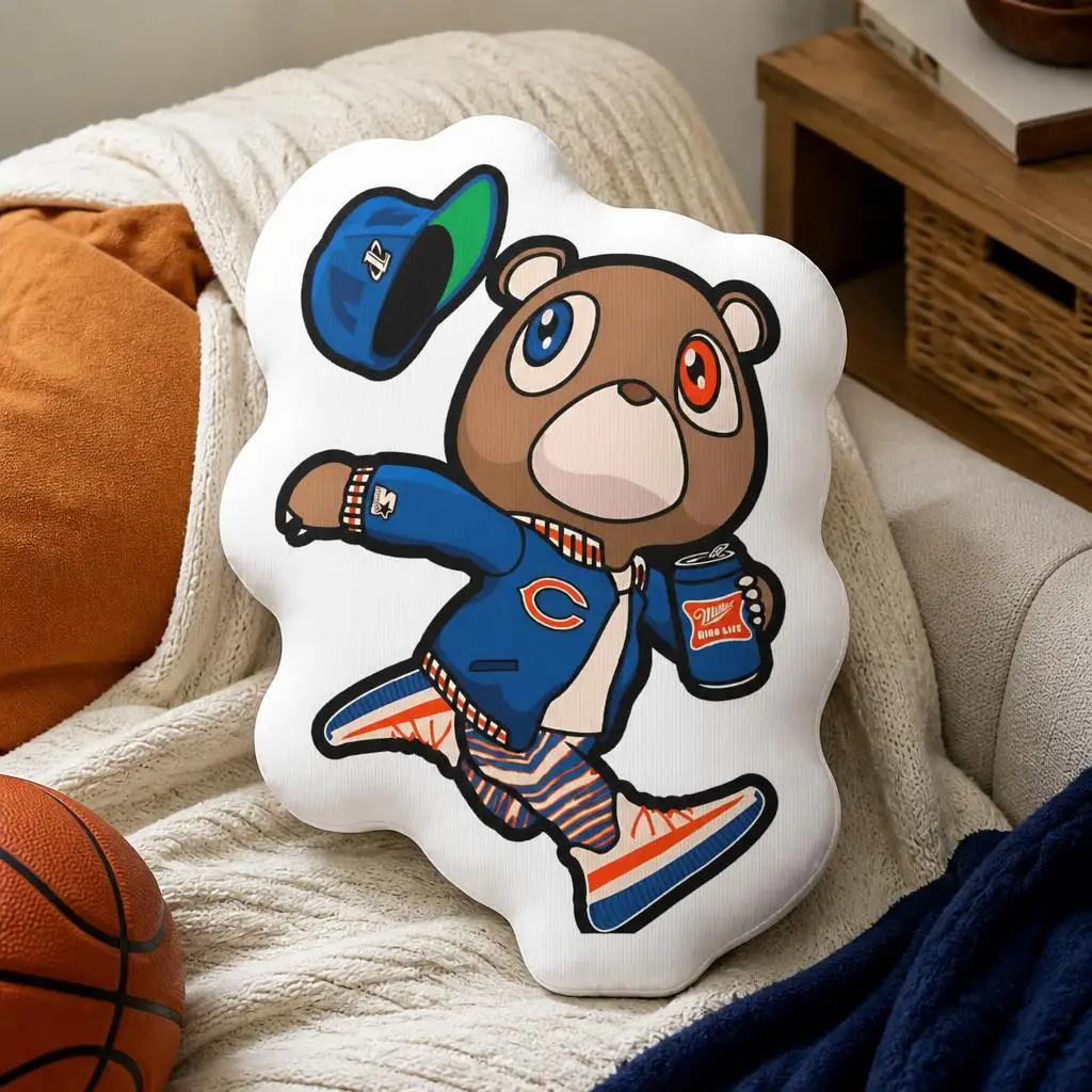 Kanyes Dropout Bear Chicago Vintage Graduation Cushion Irregular Stuffed Throw Pillow Home Decor Gift Sofa Bed