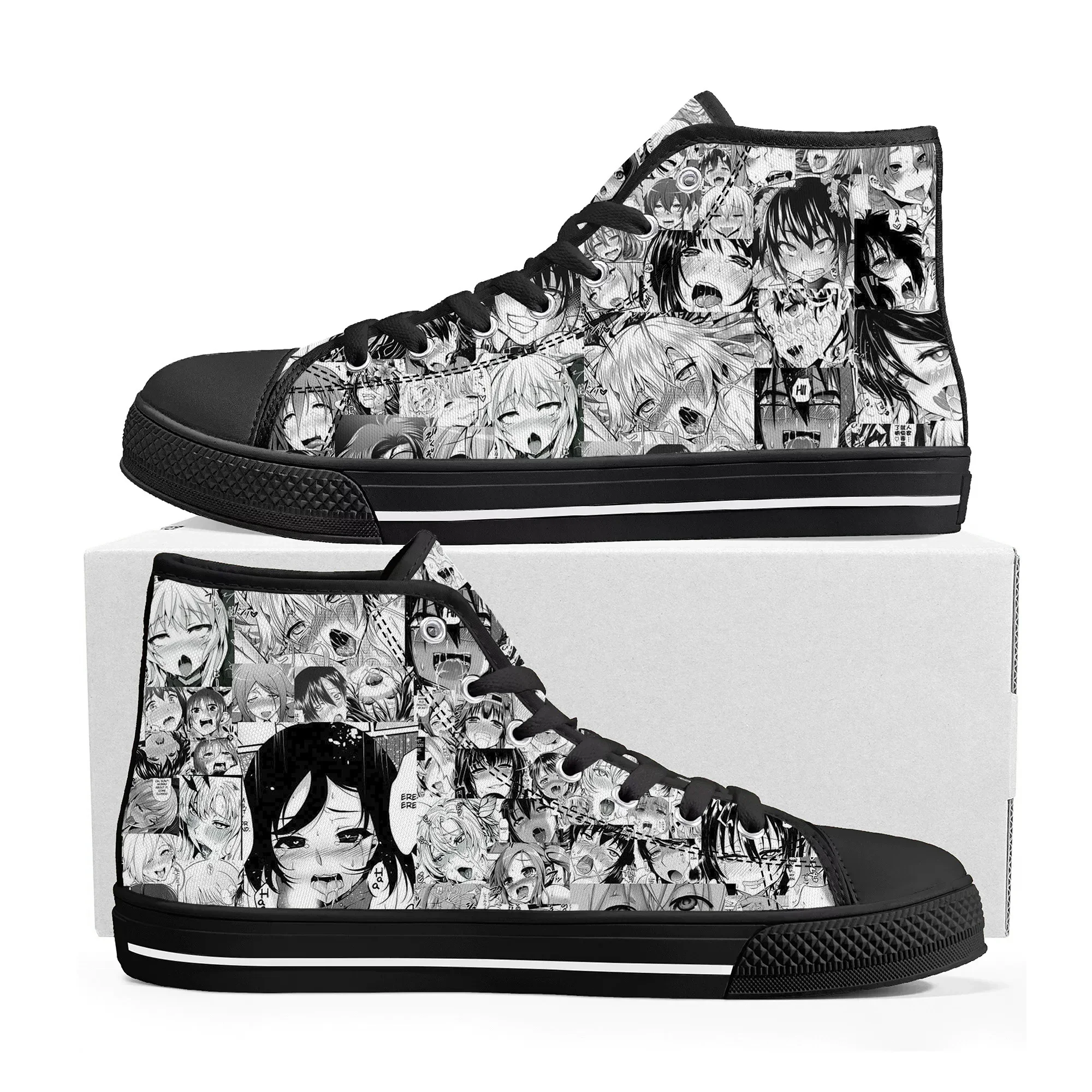 Cartoon A-Ahegaos High Top Sneakers Mens Womens Teenager Canvas High Quality Sneaker Casual Custom Made Shoes Customize DIY Shoe