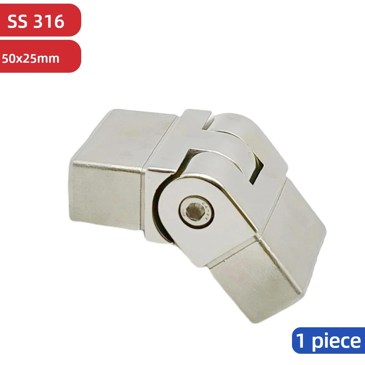 316 Stainless Steel Handrail Fitting Adjustable Rectangular Tube Joiner in Mirror Polished Staircase Baluster Connector