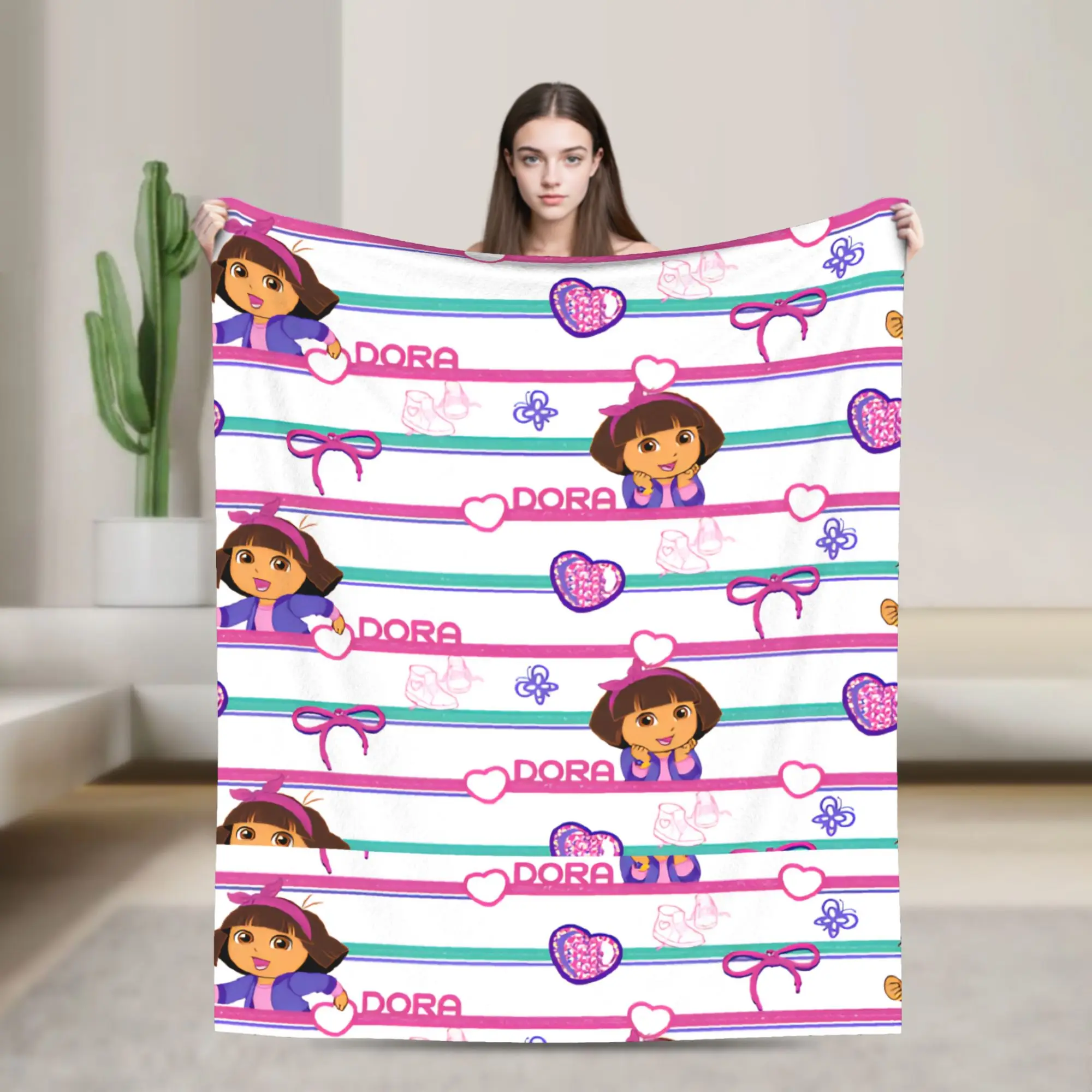 D-Doras The Explorer Blanket Pink Skater Travel Flannel Throw Blanket For Couch Bed Super Warm Design Quality Bedspread Gift